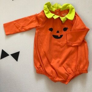 Cat & jack|Baby Halloween orange pumpkin bubble romper,long sleeve•CUTE!